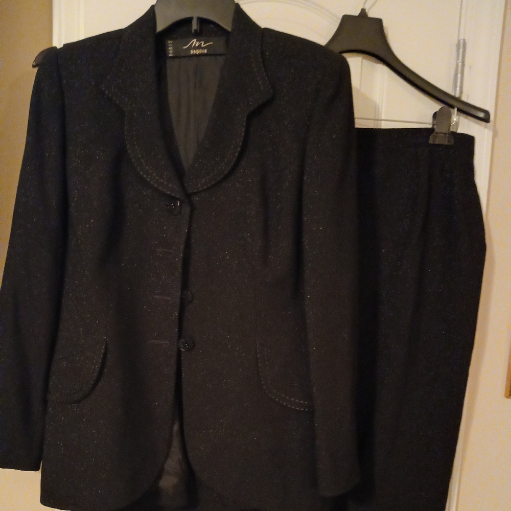 Elegant Black Women's 3 Piece Jacket, Skirt and Pants Suit Set